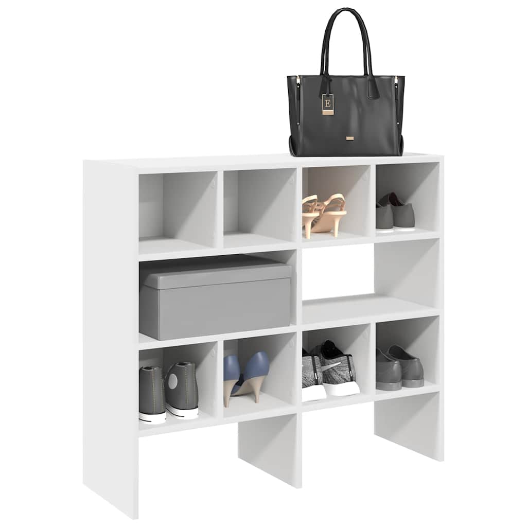 Shoe Rack Set of 2 White Warm-Toned Wood Stackable