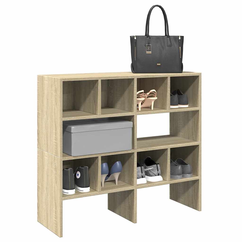 Shoe Rack Set of 2 White Warm-Toned Wood Stackable