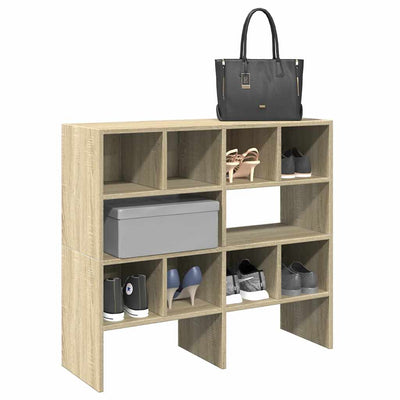 Shoe Rack Set of 2 White Warm-Toned Wood Stackable