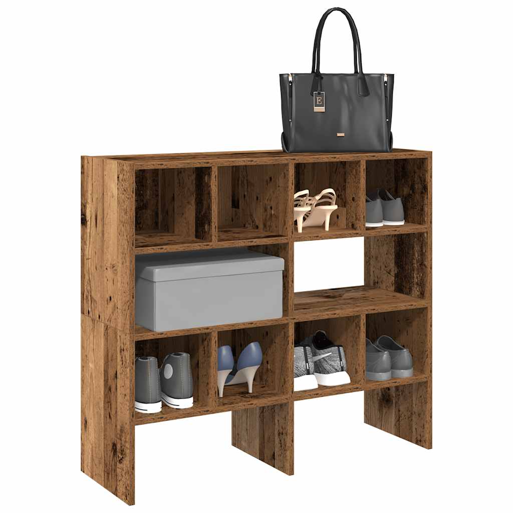 Shoe Rack Set of 2 White Warm-Toned Wood Stackable