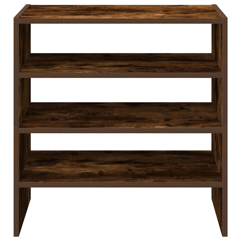 Modern 15 Pair 24" Smoked Oak Shoe Rack With 3-Tiers