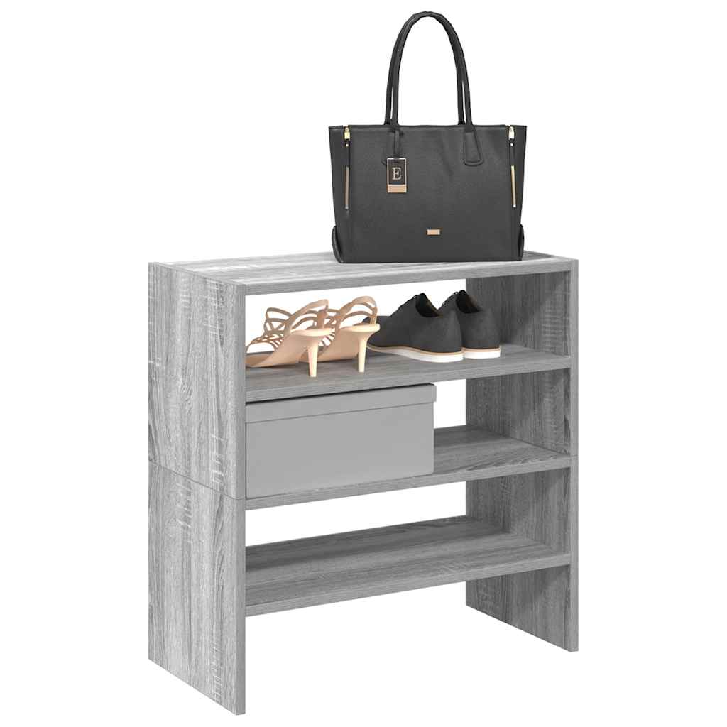 Modern 15 Pair 24" Smoked Oak Shoe Rack With 3-Tiers
