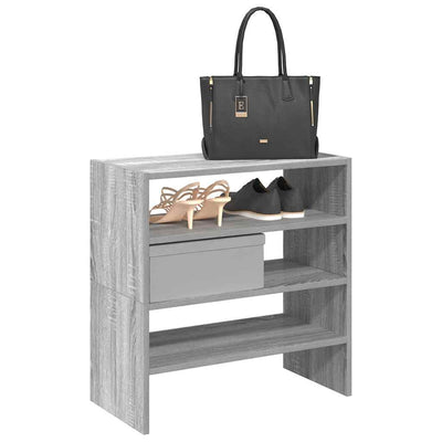 Modern 15 Pair 24" Smoked Oak Shoe Rack With 3-Tiers