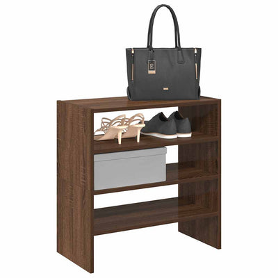 Modern 15 Pair 24" Smoked Oak Shoe Rack With 3-Tiers