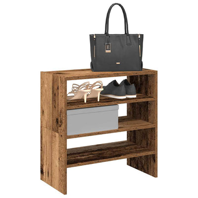 Modern 15 Pair 24" Smoked Oak Shoe Rack With 3-Tiers
