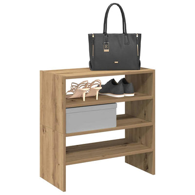 Modern 15 Pair 24" Smoked Oak Shoe Rack With 3-Tiers