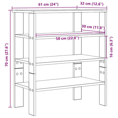 Modern 15 Pair 24" Oak Shoe Rack With 3-Tiers