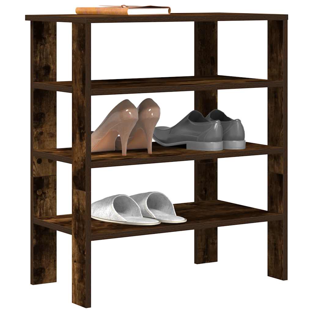 Modern 15 Pair 24" Oak Shoe Rack With 3-Tiers