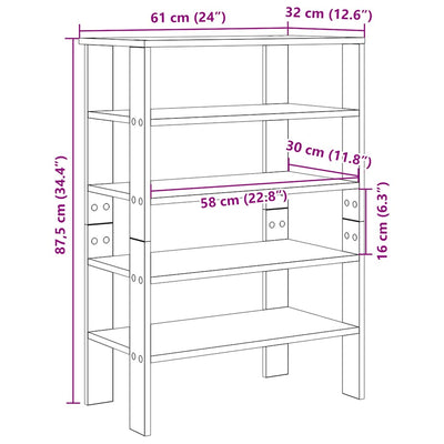 Modern 18 Pair 24" Oak Shoe Rack With 5-Tiers