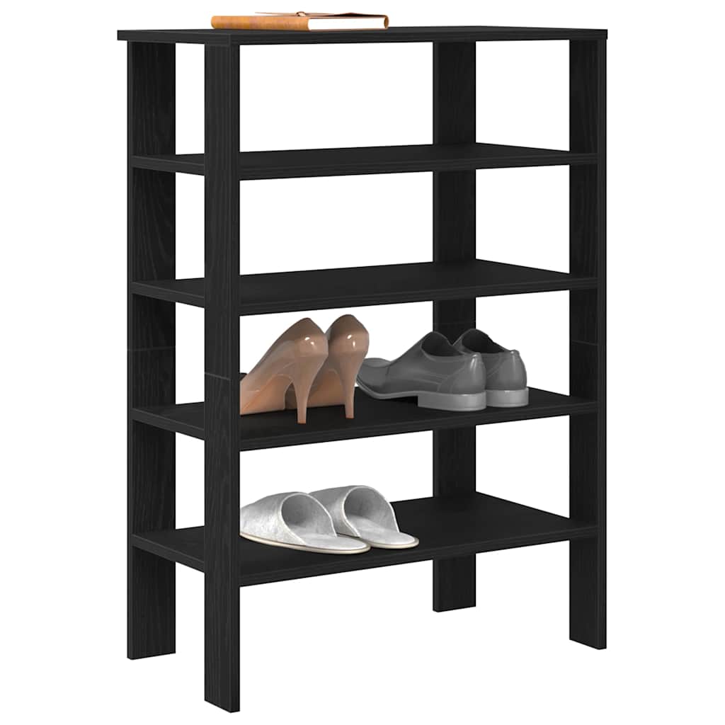 Modern 18 Pair 24" Oak Shoe Rack With 5-Tiers