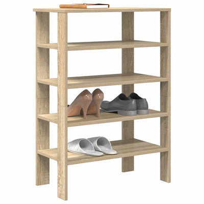 Modern 18 Pair 24" Oak Shoe Rack With 5-Tiers