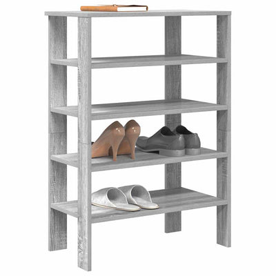 Modern 18 Pair 24" Oak Shoe Rack With 5-Tiers