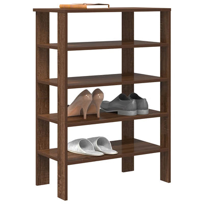 Modern 18 Pair 24" Oak Shoe Rack With 5-Tiers