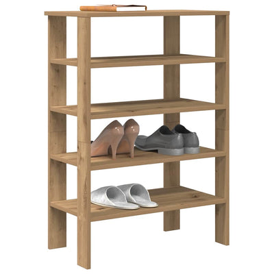 Modern 18 Pair 24" Oak Shoe Rack With 5-Tiers