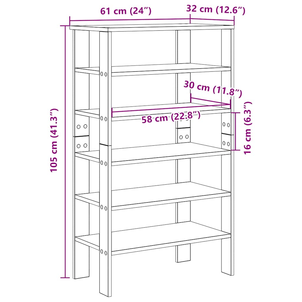 Modern 22 Pair 24" Oak Shoe Rack With 6-Tiers