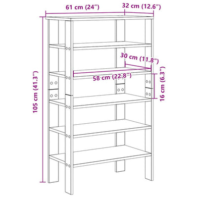 Modern 22 Pair 24" Oak Shoe Rack With 6-Tiers