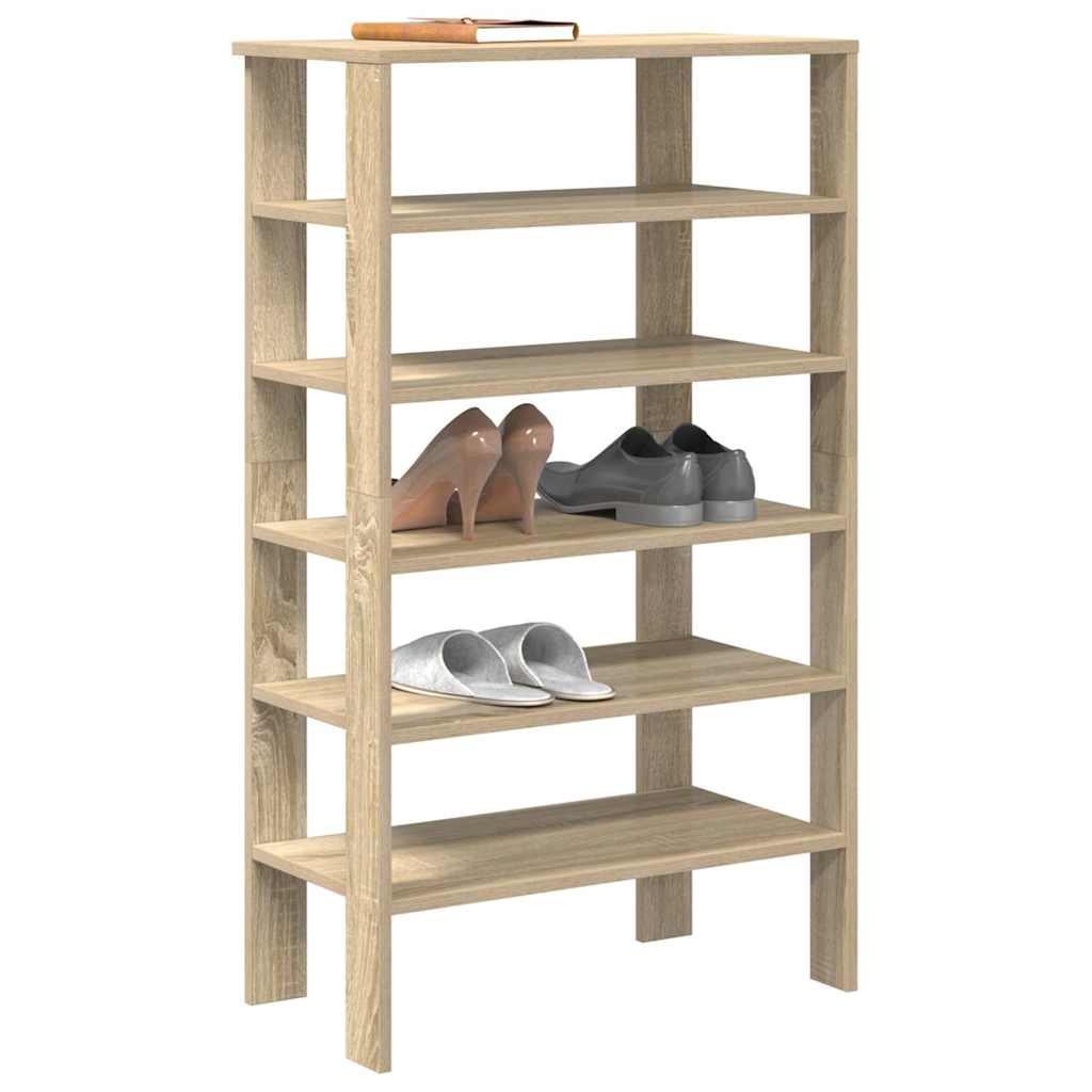 Modern 22 Pair 24" Oak Shoe Rack With 6-Tiers