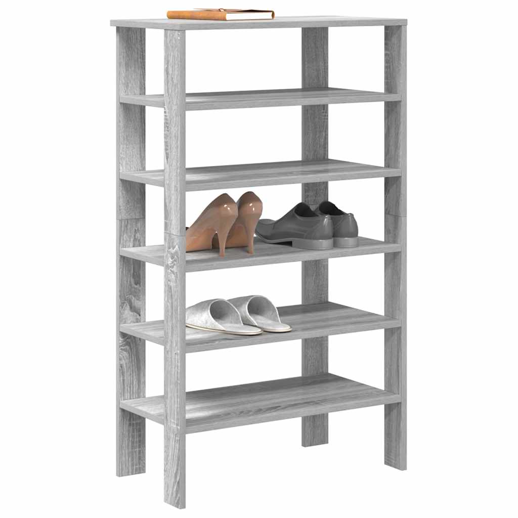 Modern 22 Pair 24" Oak Shoe Rack With 6-Tiers
