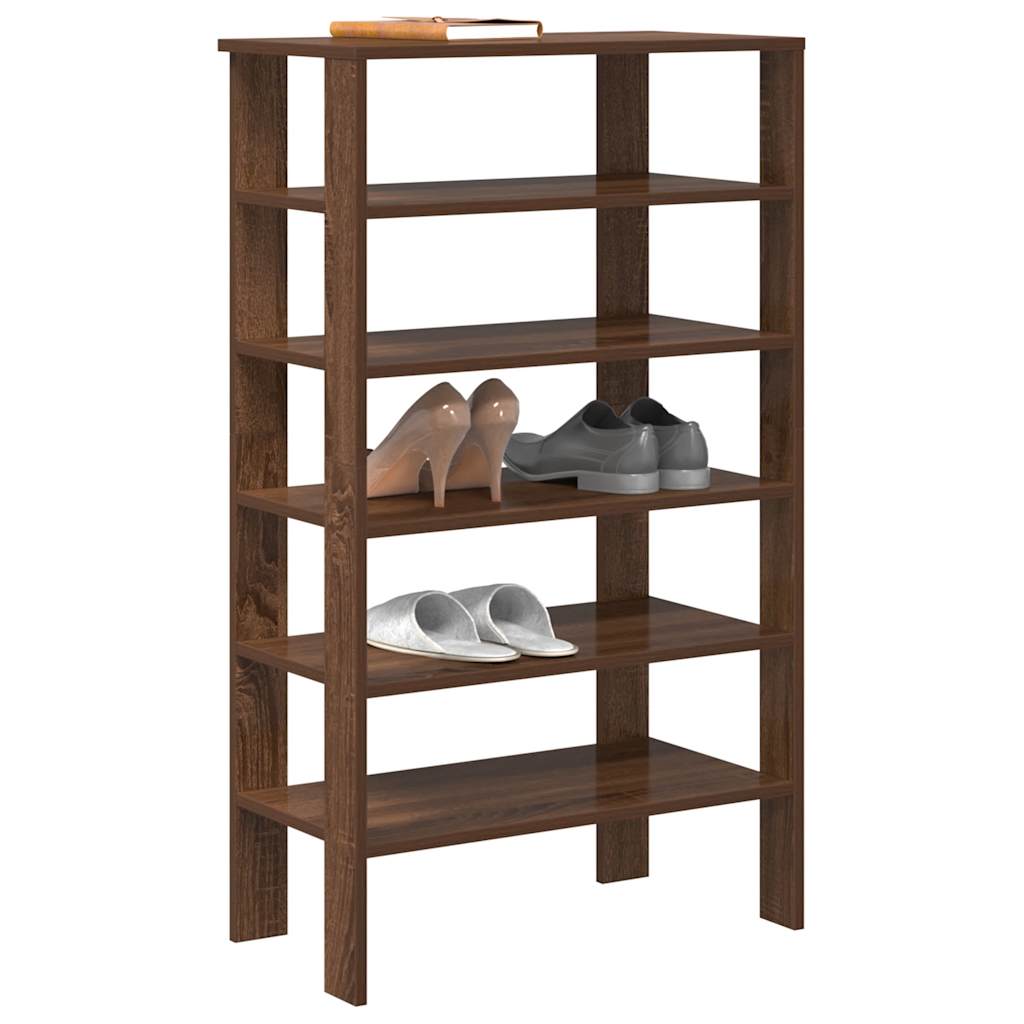 Modern 22 Pair 24" Oak Shoe Rack With 6-Tiers
