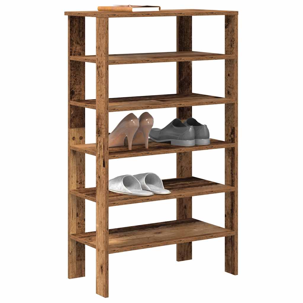 Modern 22 Pair 24" Oak Shoe Rack With 6-Tiers