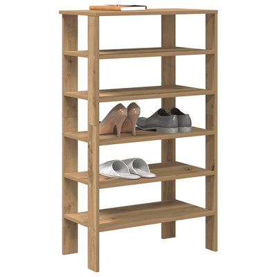Modern 22 Pair 24" Oak Shoe Rack With 6-Tiers
