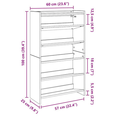 Modern 18 Pair 23" Oak Shoe Rack With 5-Tiers