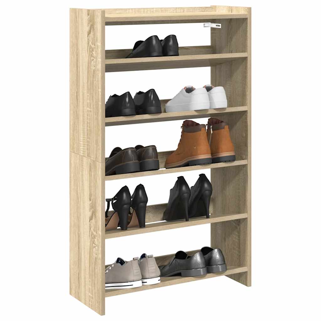 Modern 18 Pair 23" Oak Shoe Rack With 5-Tiers