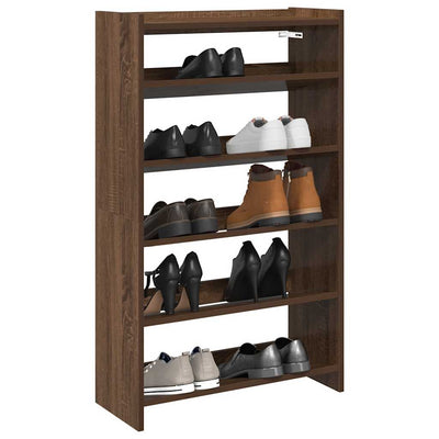 Modern 18 Pair 23" Oak Shoe Rack With 5-Tiers