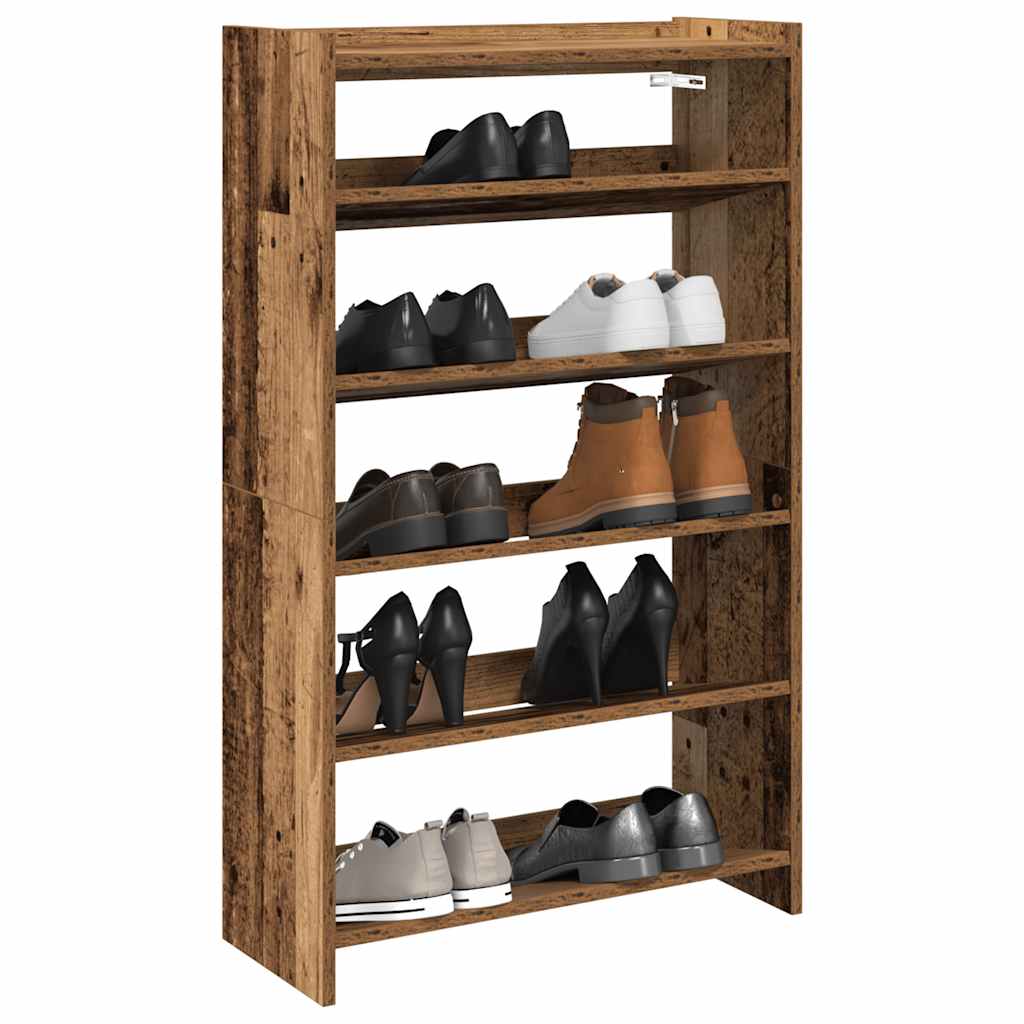 Modern 18 Pair 23" Oak Shoe Rack With 5-Tiers