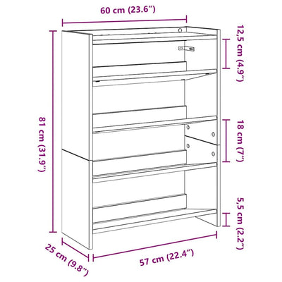 Modern 12 Pair 23" Wooden Shoe Rack With 4-Tiers
