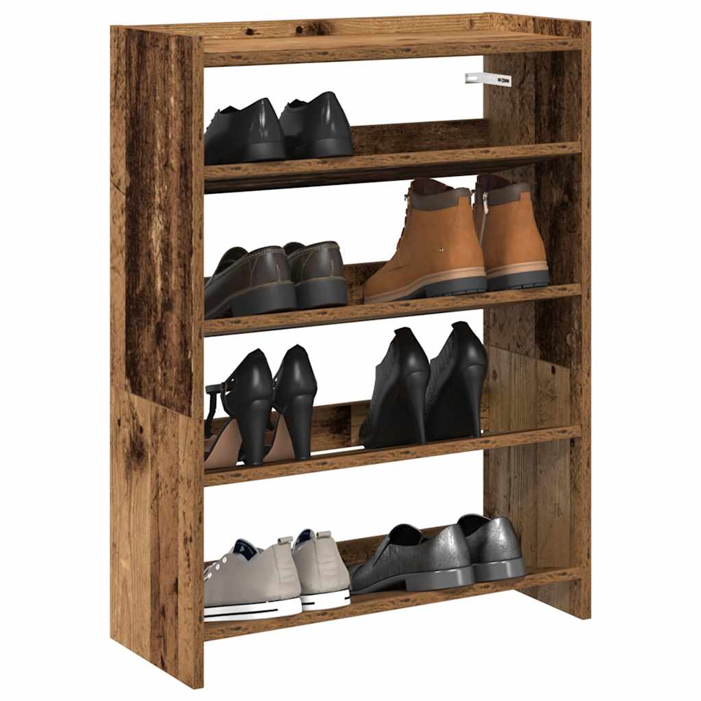 Modern 12 Pair 23" Wooden Shoe Rack With 4-Tiers