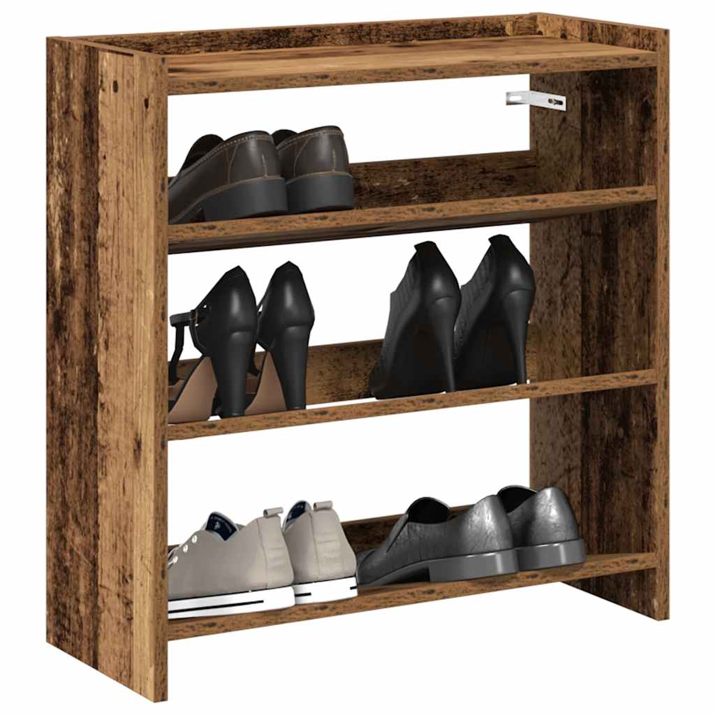 Modern 9 Pair 23" Wooden Shoe Rack With 3-Tiers