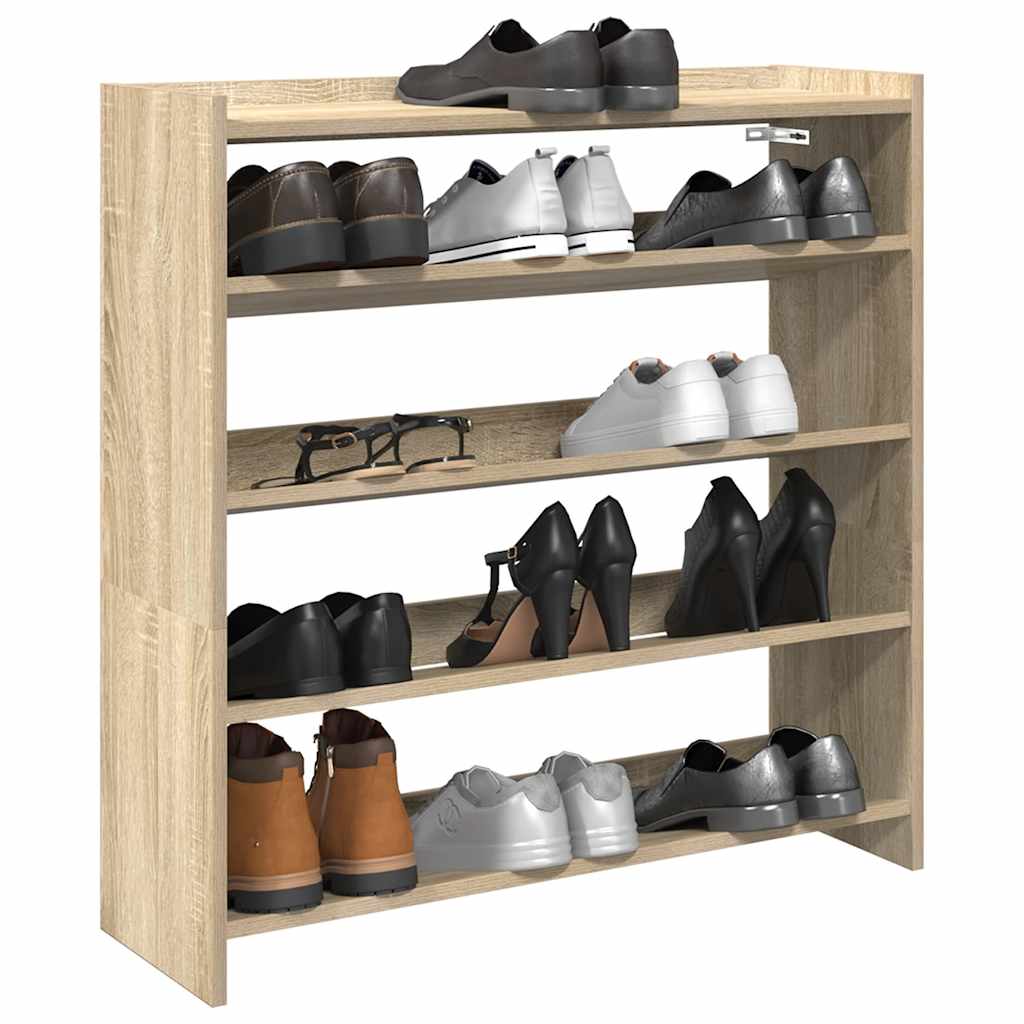 Modern 15 Pair 23" Oak Shoe Rack With 4-Tiers