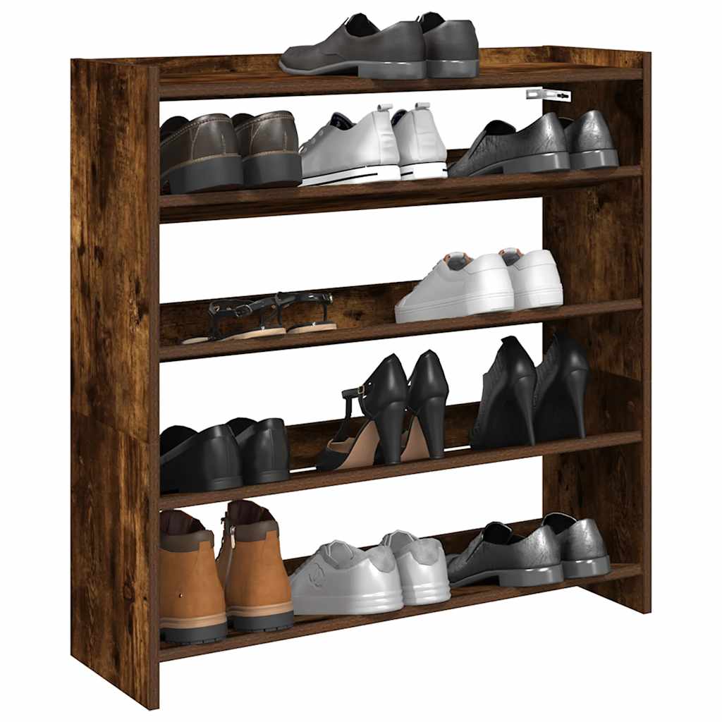 Modern 15 Pair 23" Oak Shoe Rack With 4-Tiers