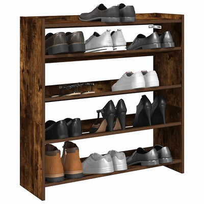 Modern 15 Pair 23" Oak Shoe Rack With 4-Tiers