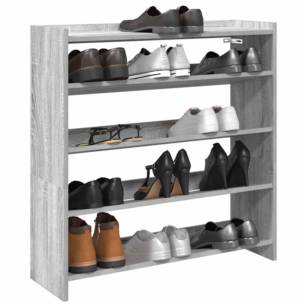 Modern 15 Pair 23" Oak Shoe Rack With 4-Tiers