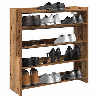 Modern 15 Pair 23" Oak Shoe Rack With 4-Tiers