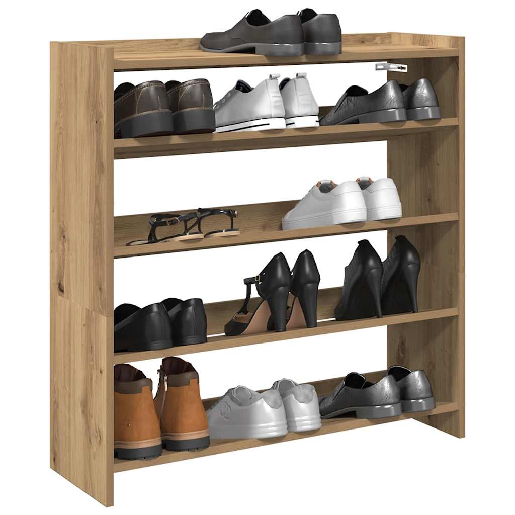 Modern 15 Pair 23" Oak Shoe Rack With 4-Tiers