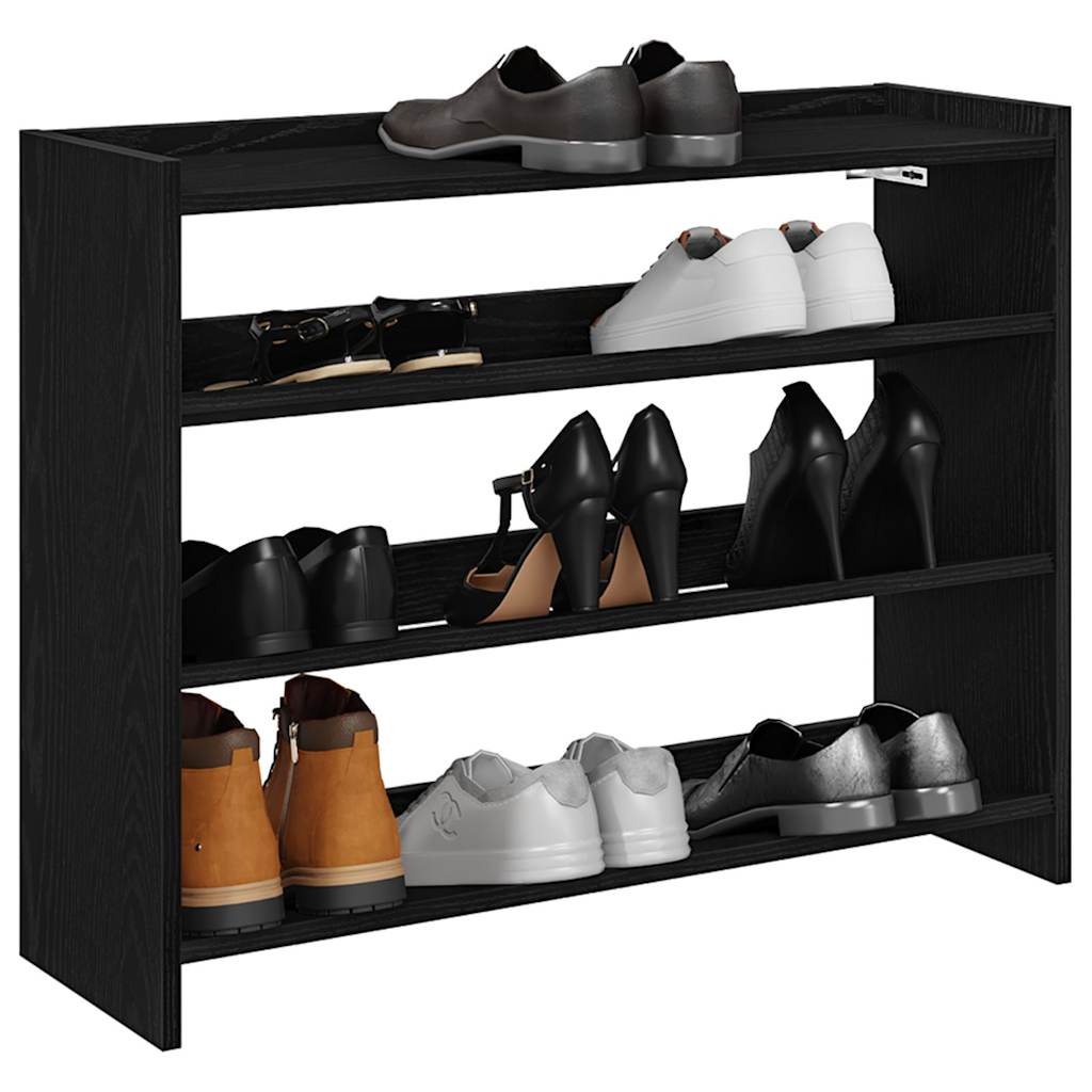 Modern 12 Pair 23" Oak Shoe Rack With 3-Tiers
