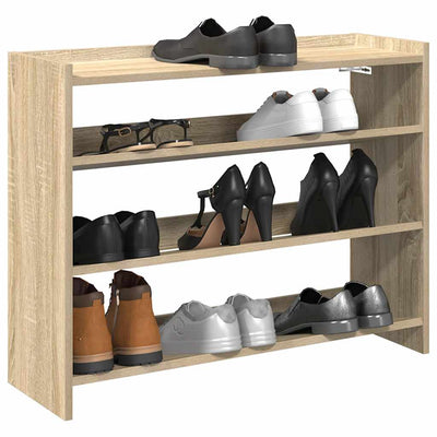 Modern 12 Pair 23" Oak Shoe Rack With 3-Tiers