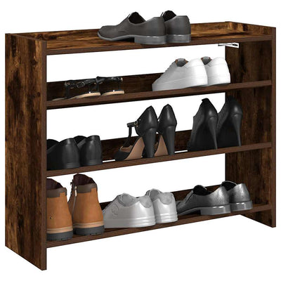 Modern 12 Pair 23" Oak Shoe Rack With 3-Tiers