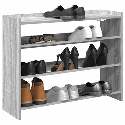 Modern 12 Pair 23" Oak Shoe Rack With 3-Tiers