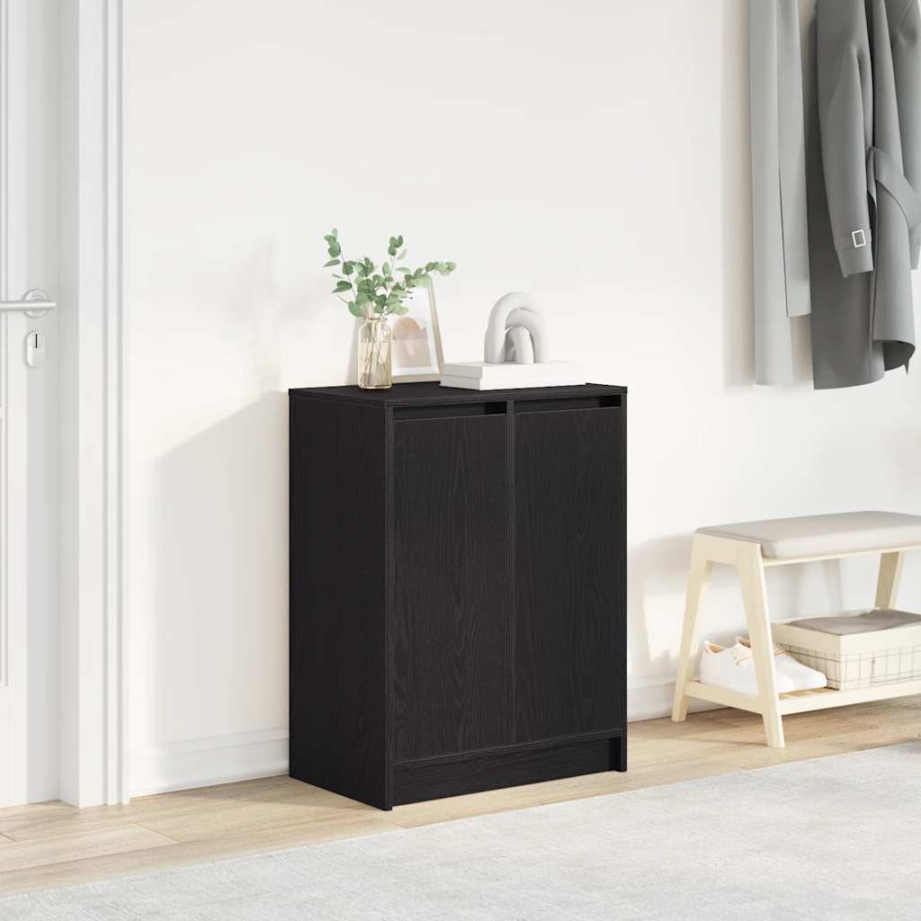 Shoe Rack Black Wood 6 Compartments Tall & Skinny