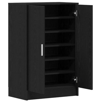 Shoe Rack Black Wood 7 Drawers Medium