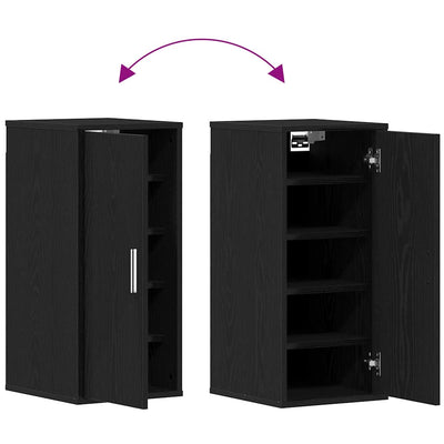 Shoe Rack Black Wood 1 Compartments Medium