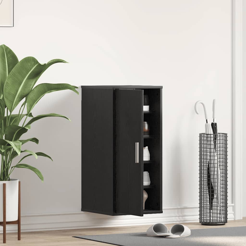 Shoe Rack Black Wood 1 Compartments Medium