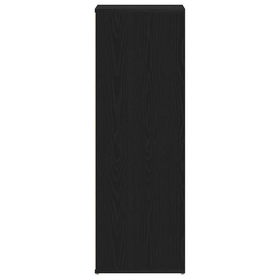 Shoe Rack Black Wood 3 Compartments Tall