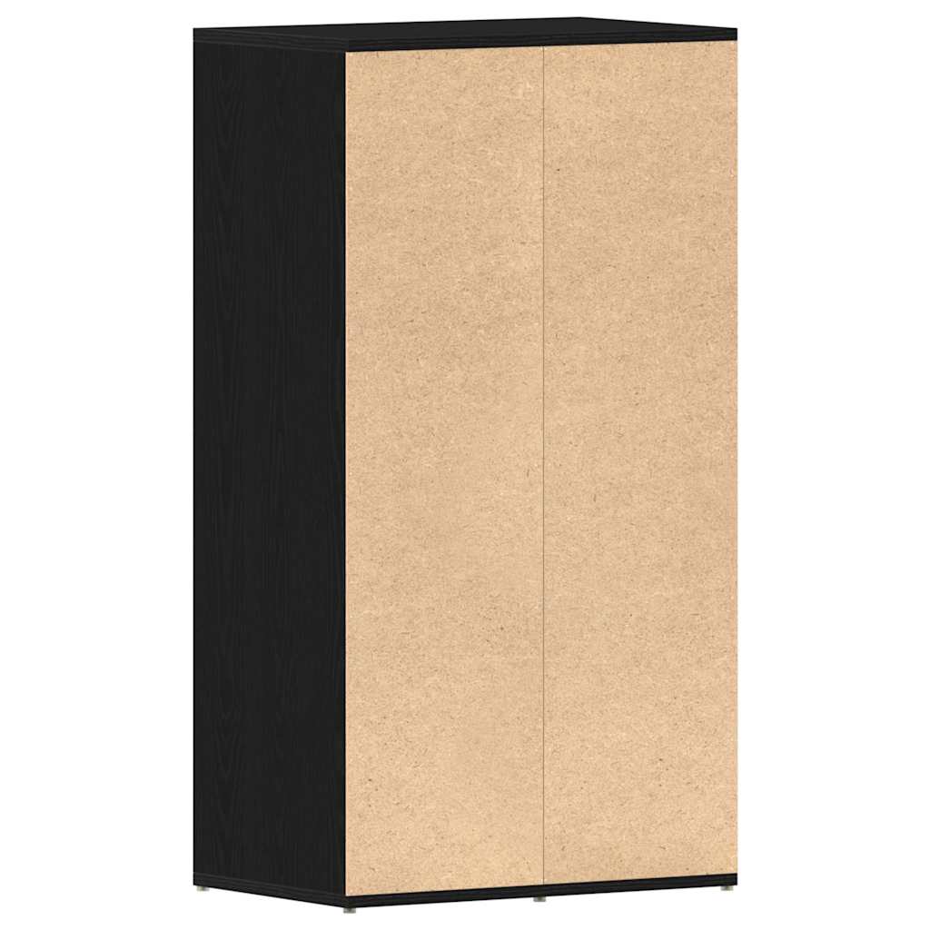 Shoe Rack Black Wood 3 Compartments Tall
