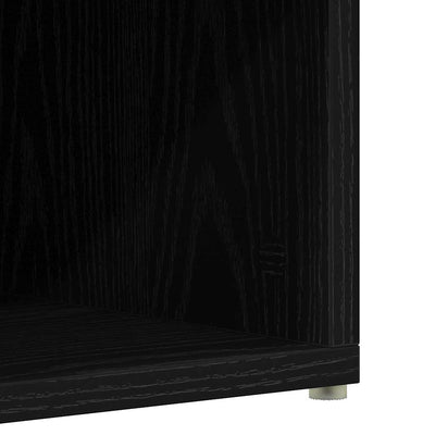 Shoe Rack Black Wood 3 Compartments Tall