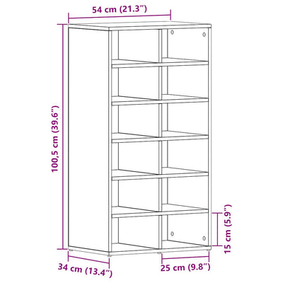 Shoe Rack Black Wood 3 Compartments Tall